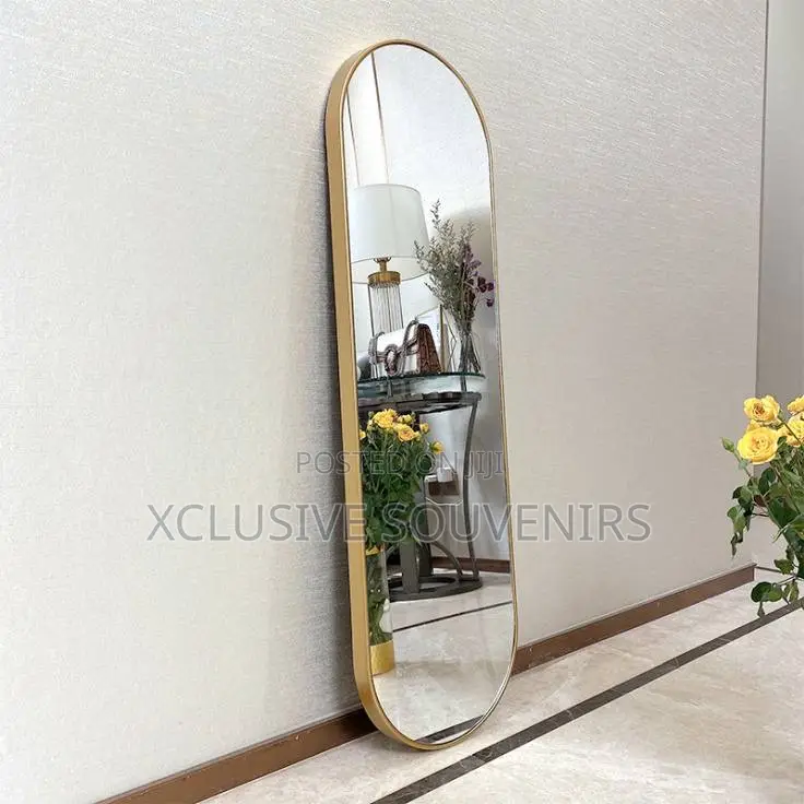 Oval Long Golden Mirror
