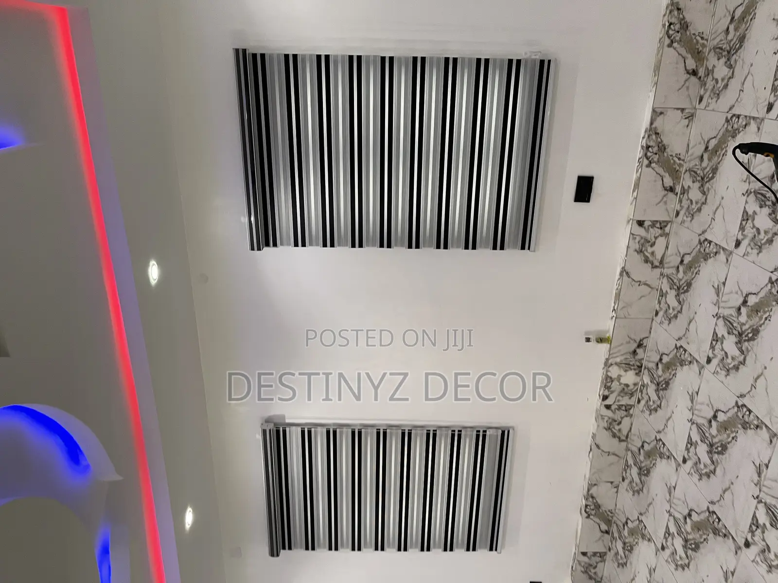 Sleek Black and White Designed Window Blinds