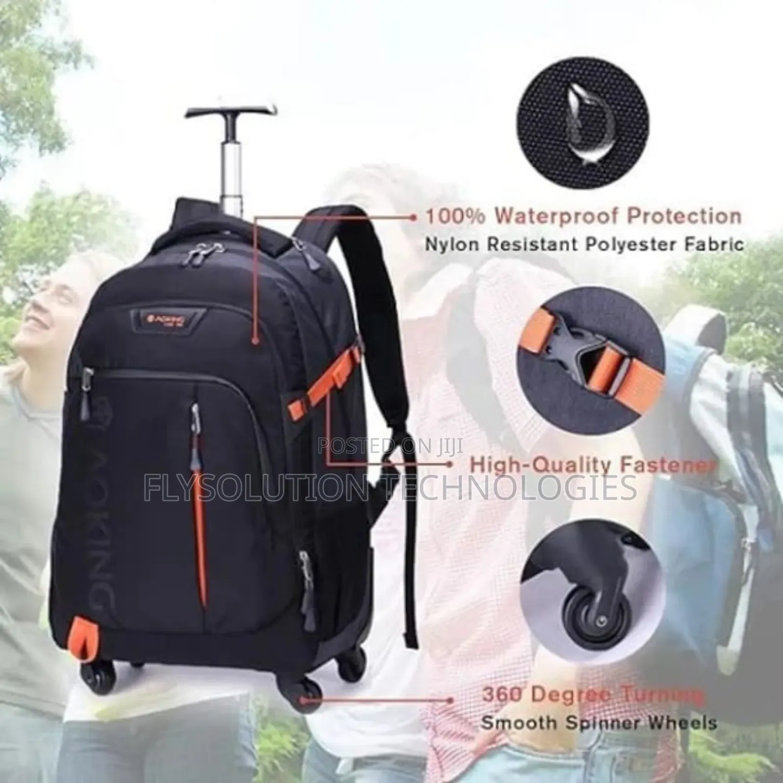 Aoking Waterproof Trolley Wheeled Luggage Backpack