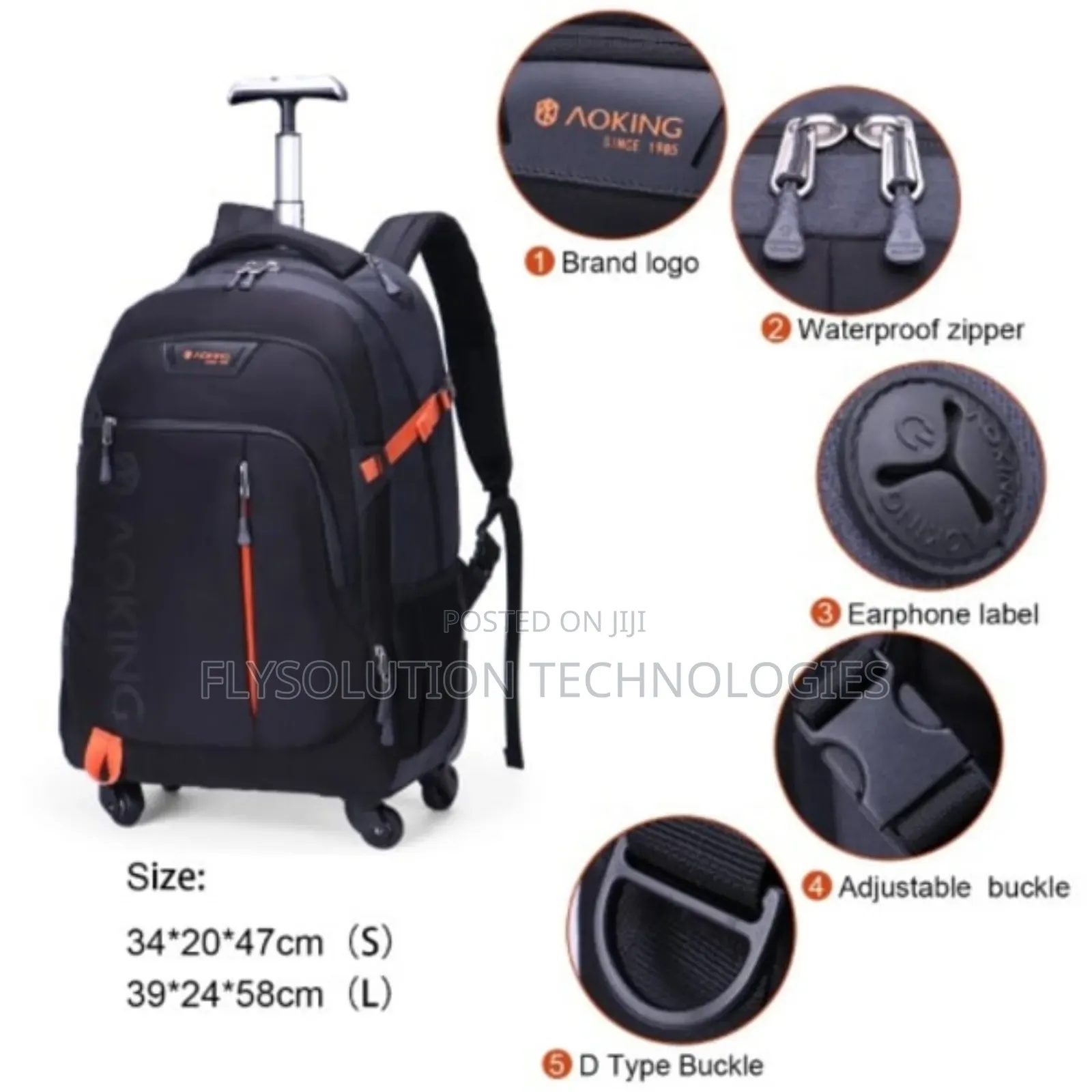 Aoking Waterproof Trolley Wheeled Luggage Backpack