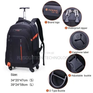 Aoking Waterproof Trolley Wheeled Luggage Backpack