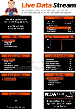 Ancel AD310 Universal OBD II Scanner Code Reader