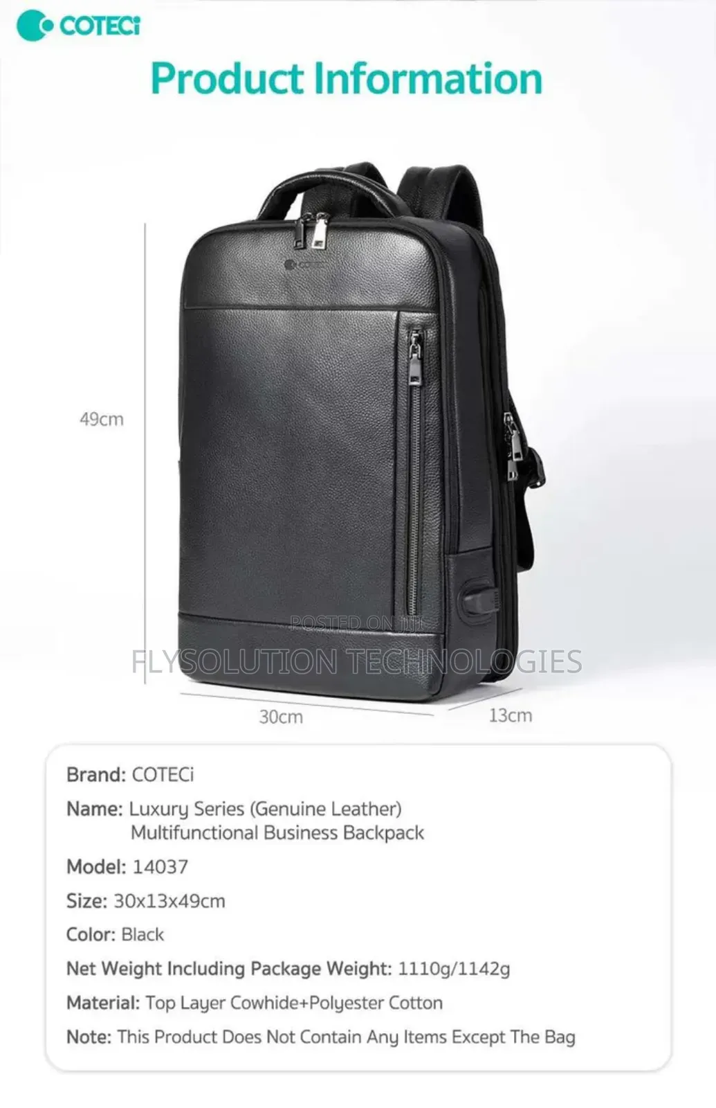 Coteci Luxury Series Business Leather Backpack