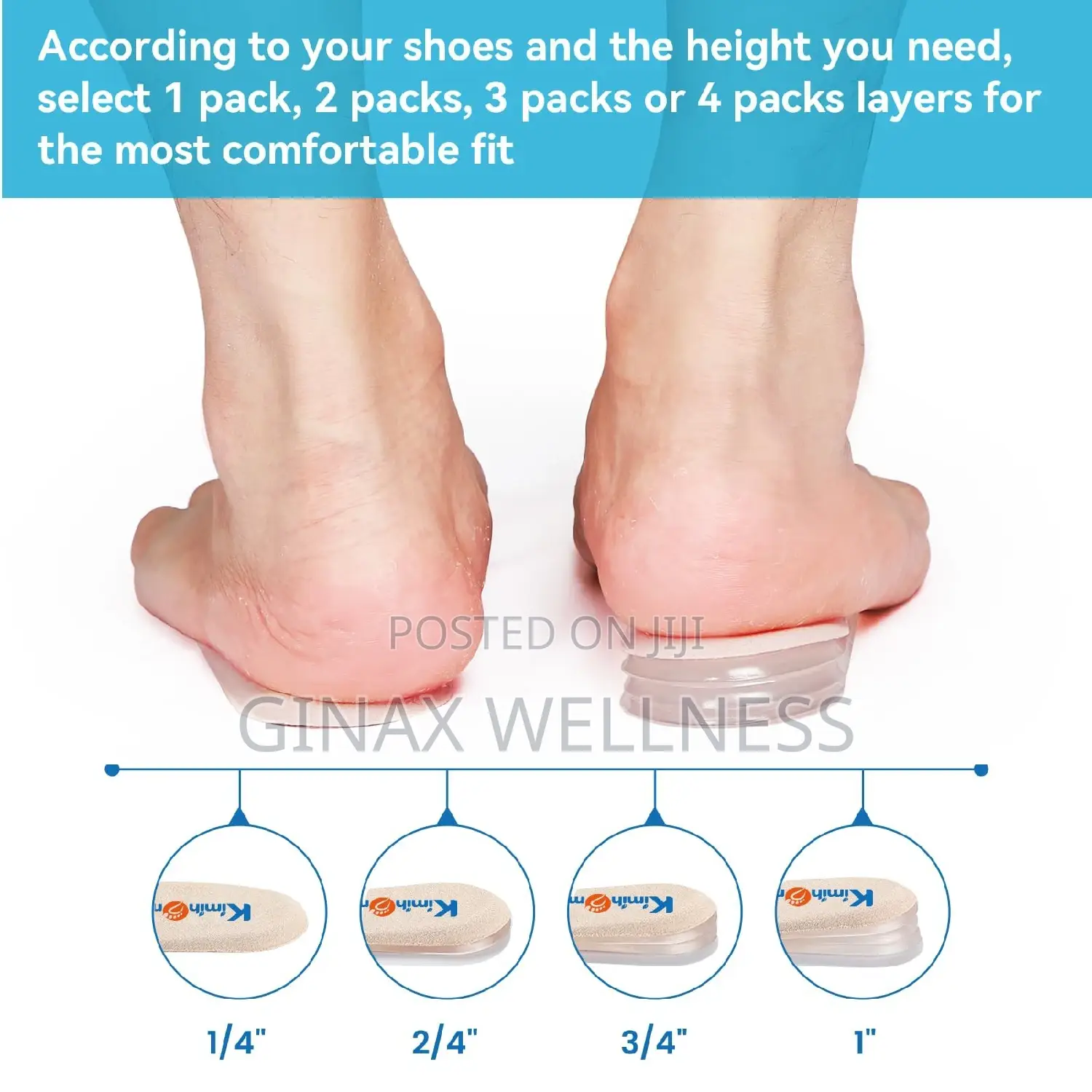 4-Layer Adjustable Orthopedic Heel Lift Inserts (1 Pair)