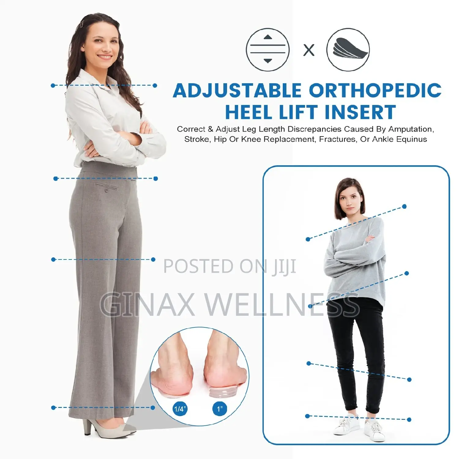 4-Layer Adjustable Orthopedic Heel Lift Inserts (1 Pair)