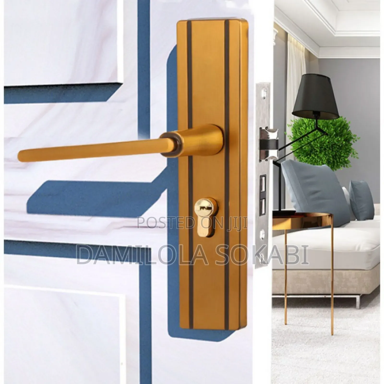 Door Handle With Engine,Hinges and Magnetic Door Stopper