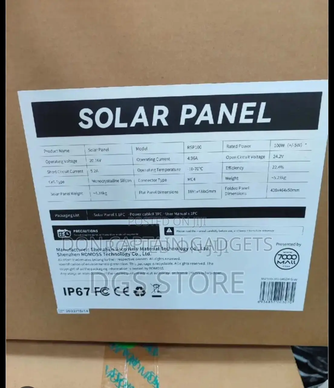 Romoss Solar Panel RSP1000 100W for Power Stations