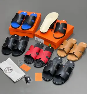Original Hermes Leather Slipers