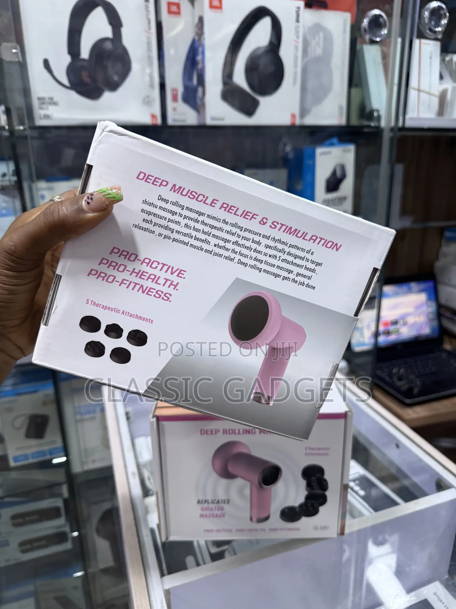 Pink Bluelex 5 Attachment Deep Rolling Facial Massager