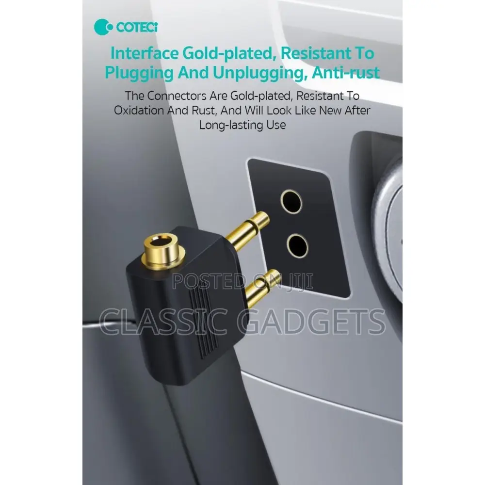 Coteetci 3.5mm Airline Audio Plug 2in1