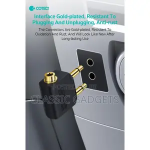 Coteetci 3.5mm Airline Audio Plug 2in1