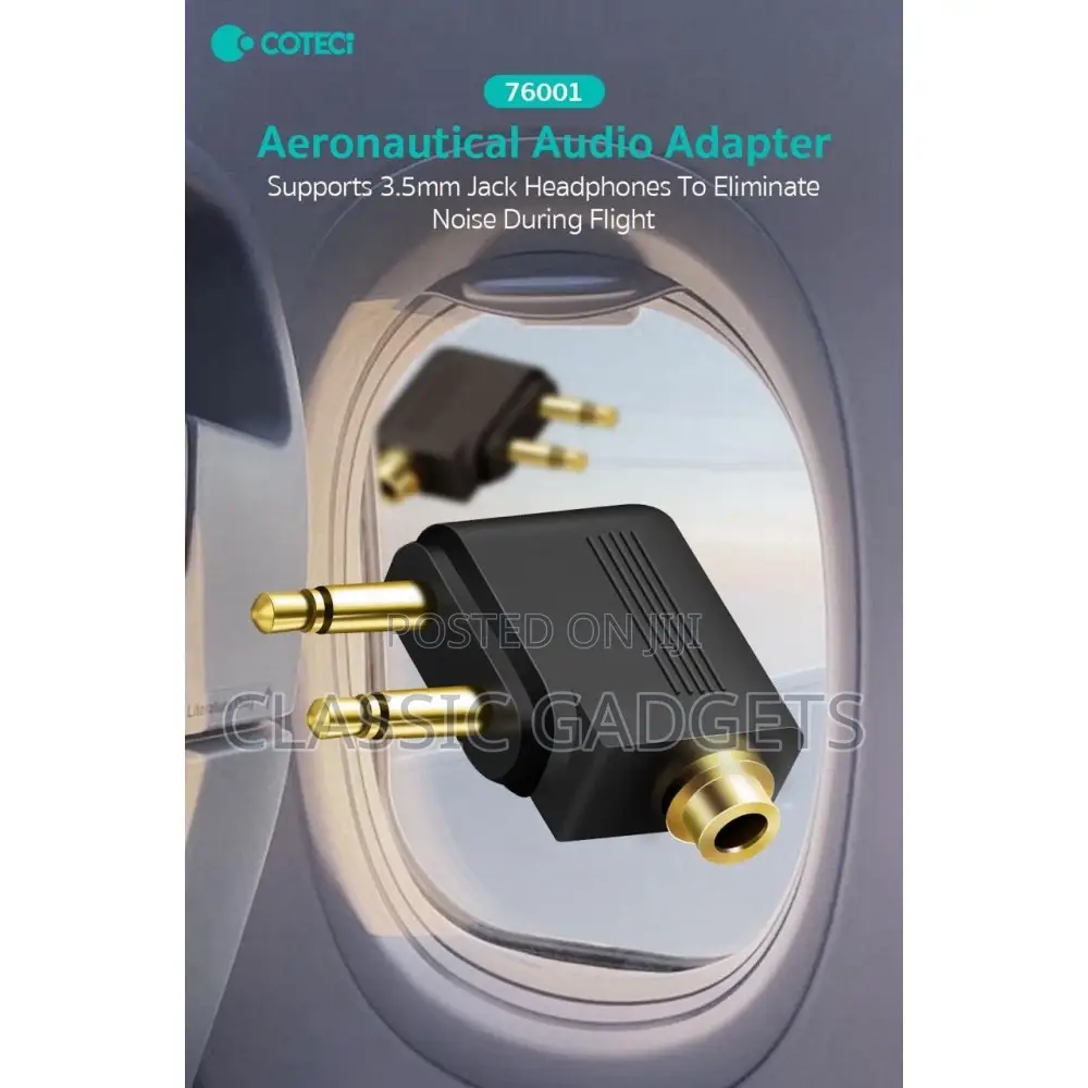 Coteetci 3.5mm Airline Audio Plug 2in1