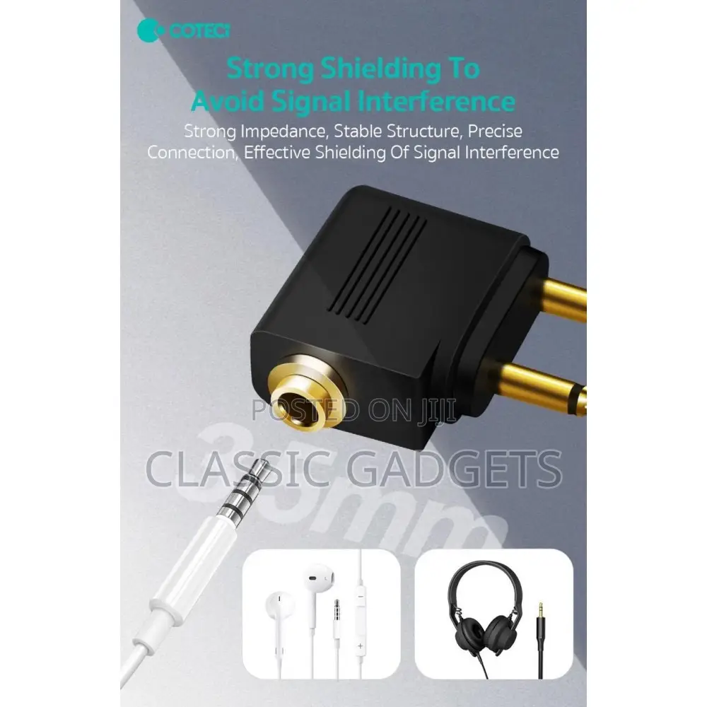 Coteetci 3.5mm Airline Audio Plug 2in1