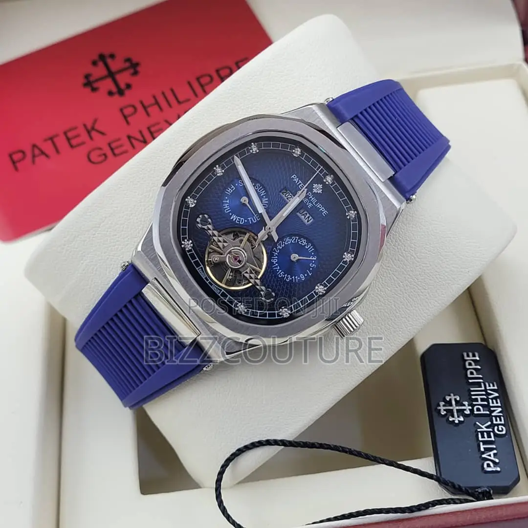 Original Patek Philippe Chronograph Blue Rubber Strap Watch