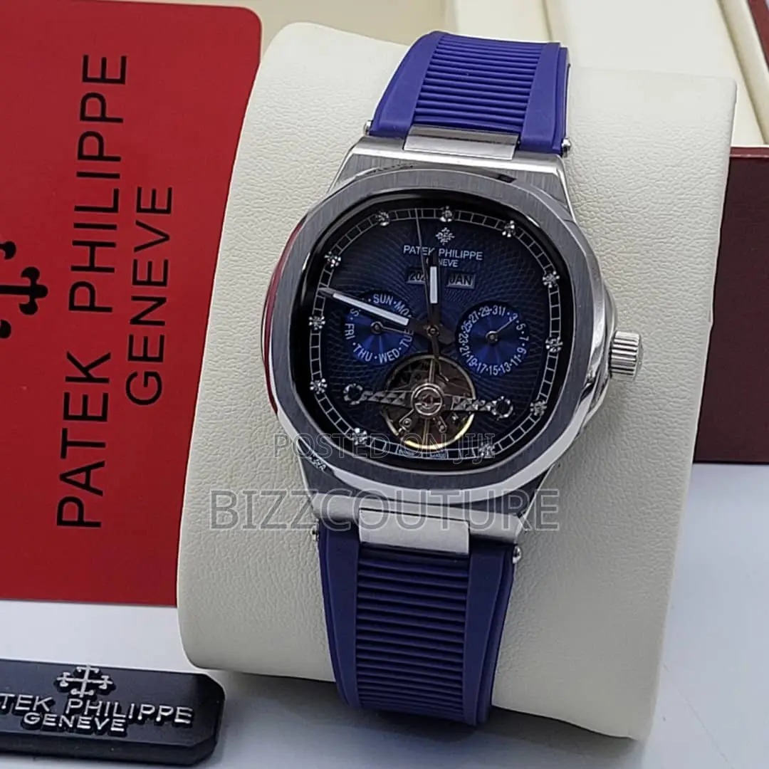 Original Patek Philippe Chronograph Blue Rubber Strap Watch