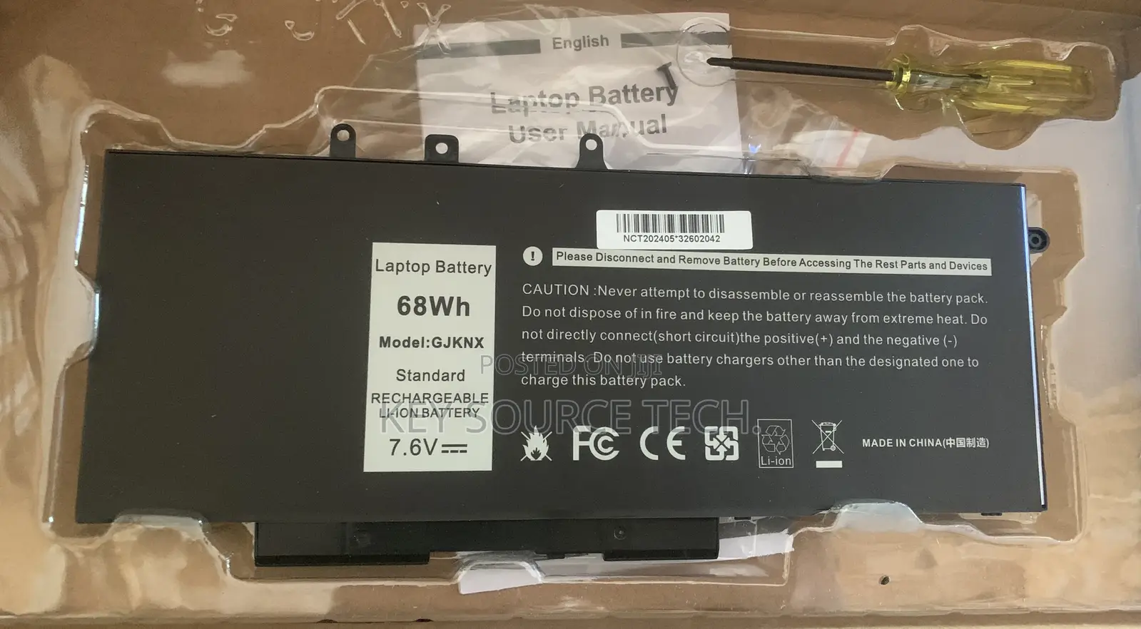 GJKNX Laptop Battery for Latitude E5480 E5580 E5490 E5491