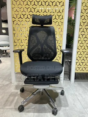 Office Chairs With Foot Rest Black Color and Net Back