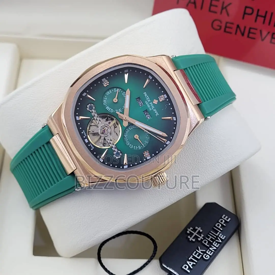 Original Patek Philippe Chronograph Green Rubber Strap Watch