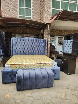 6/6 Upholstery Bedframe With Two Bedside Cabinets