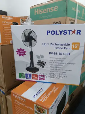 Most Efficient 3in1 16" Polystar Rechargeable Standing Fan