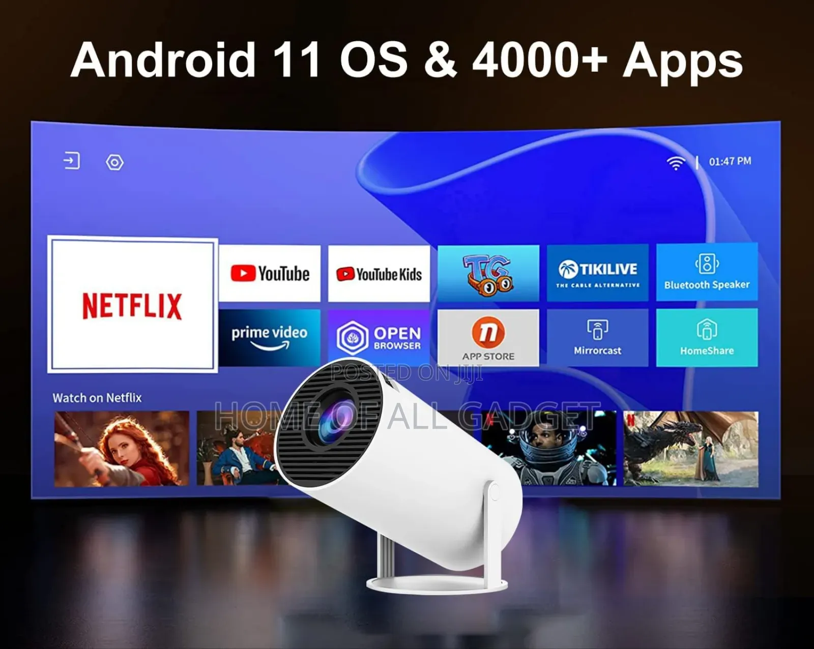 Smart Android 12 Projector Capable of Netflix