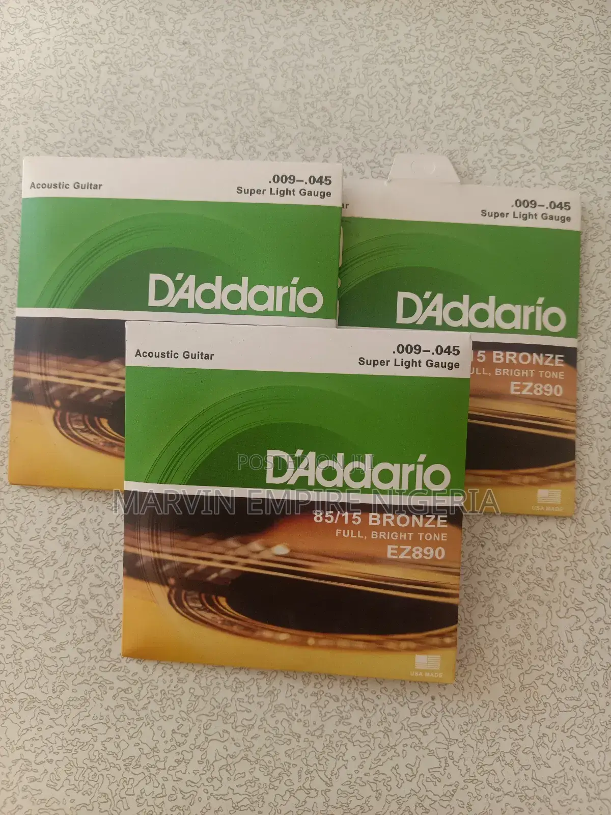 3 Sets Daddario Acoustic Guitar Strings Super Light Ez890