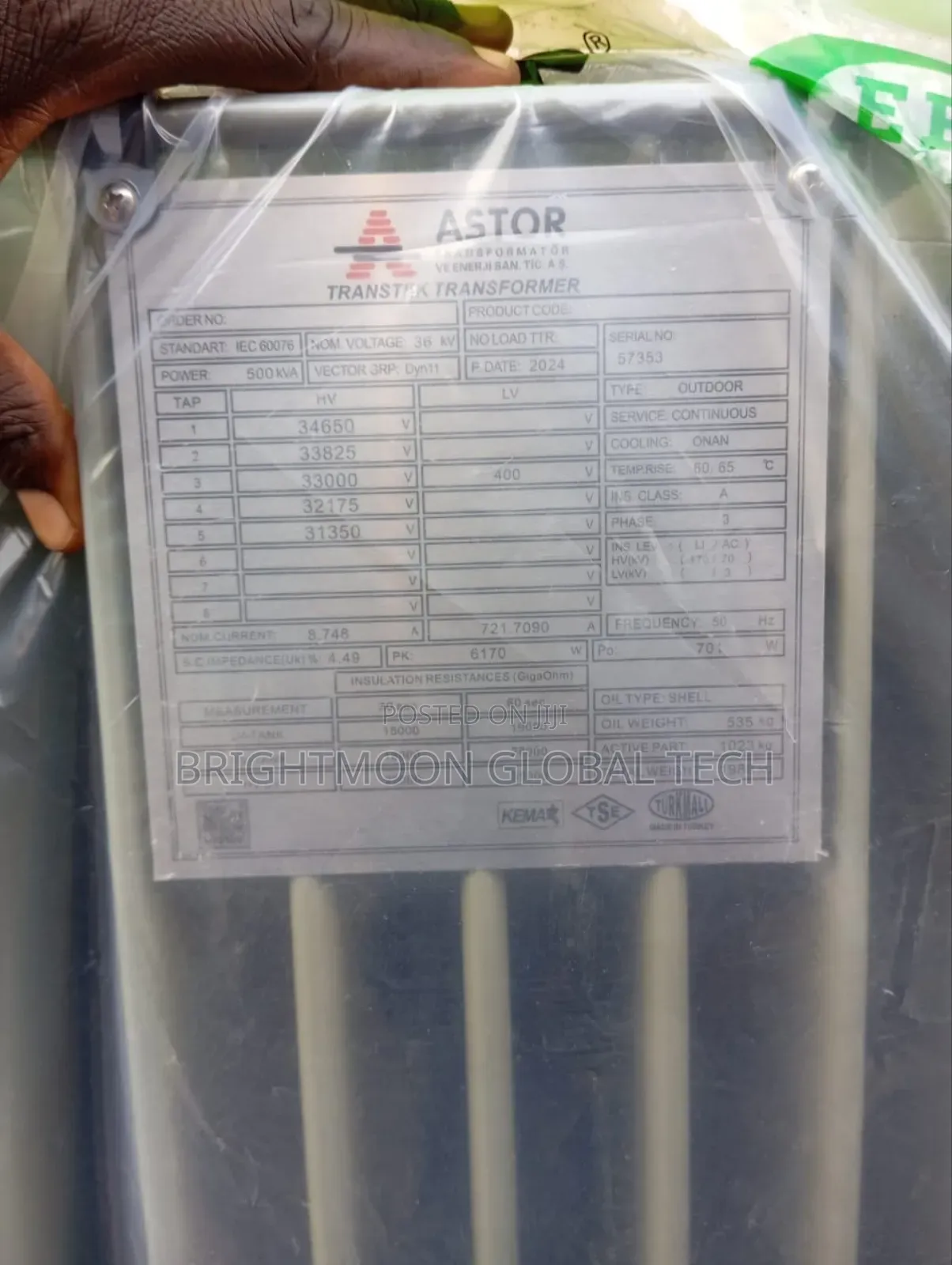 500kva 11/33kv Astor Transformer .