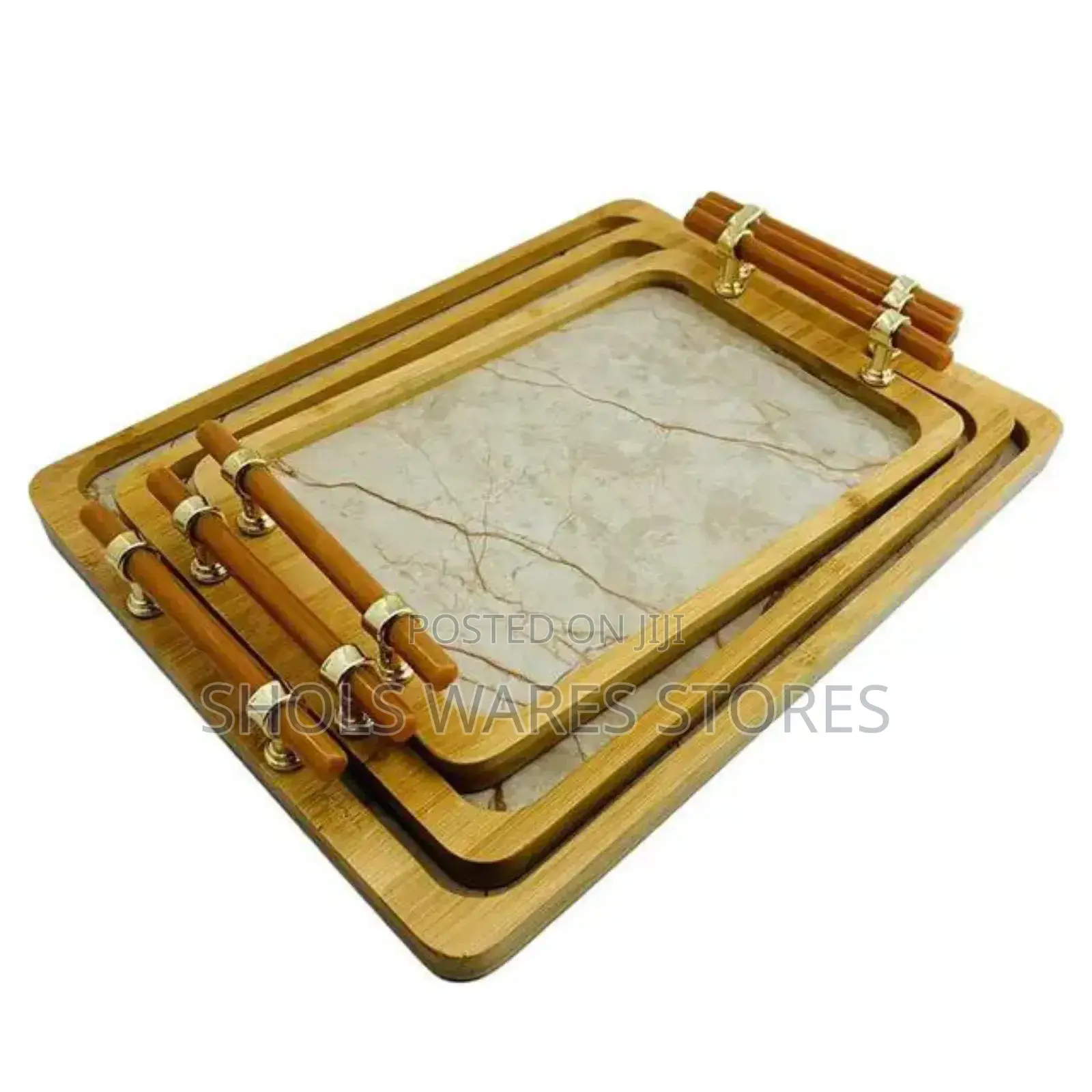 3in1 Marble Bamboo Wooden Tray
