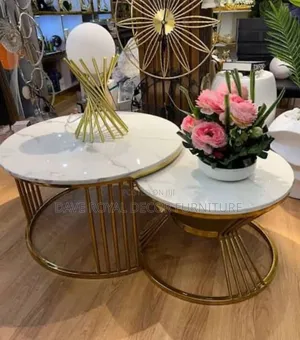 Gold Color Marble Top Center Table.
