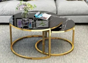 Exquisite Design Glass Round Marble Centre Table