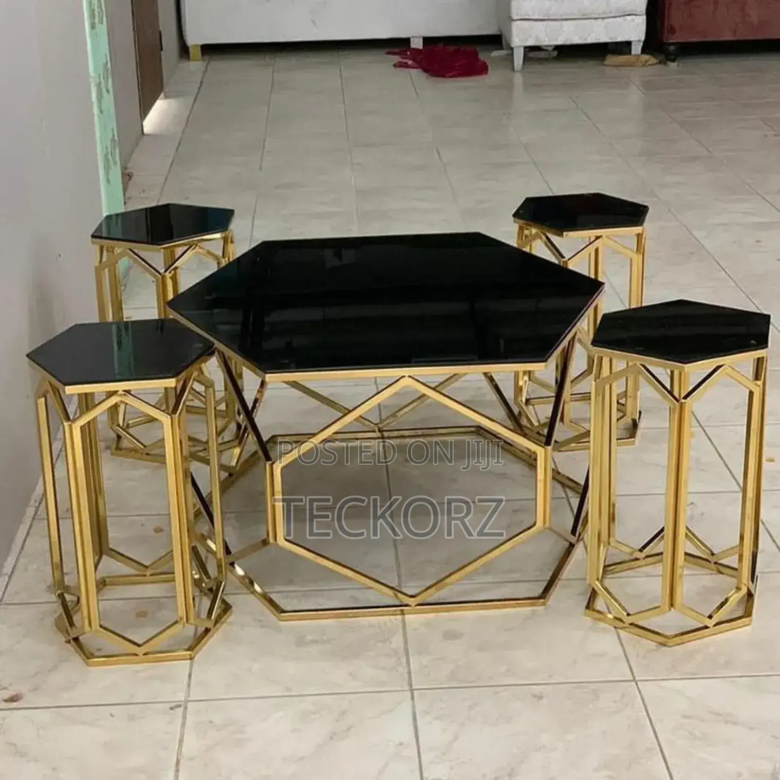 Minimalist Golden Coffee Table Side Table Set