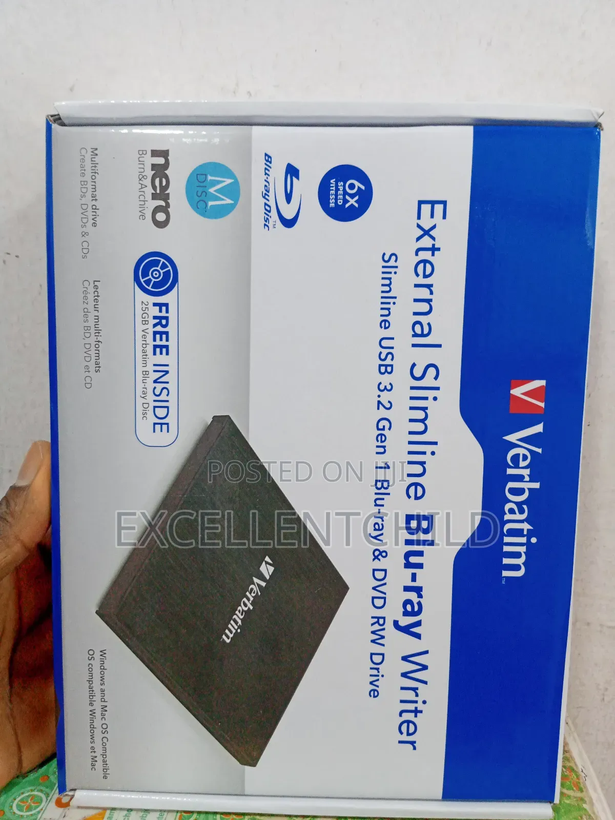 Verbatim External Slimline Blu-ray Writer Usb 3.2 Gen Dvd Rw