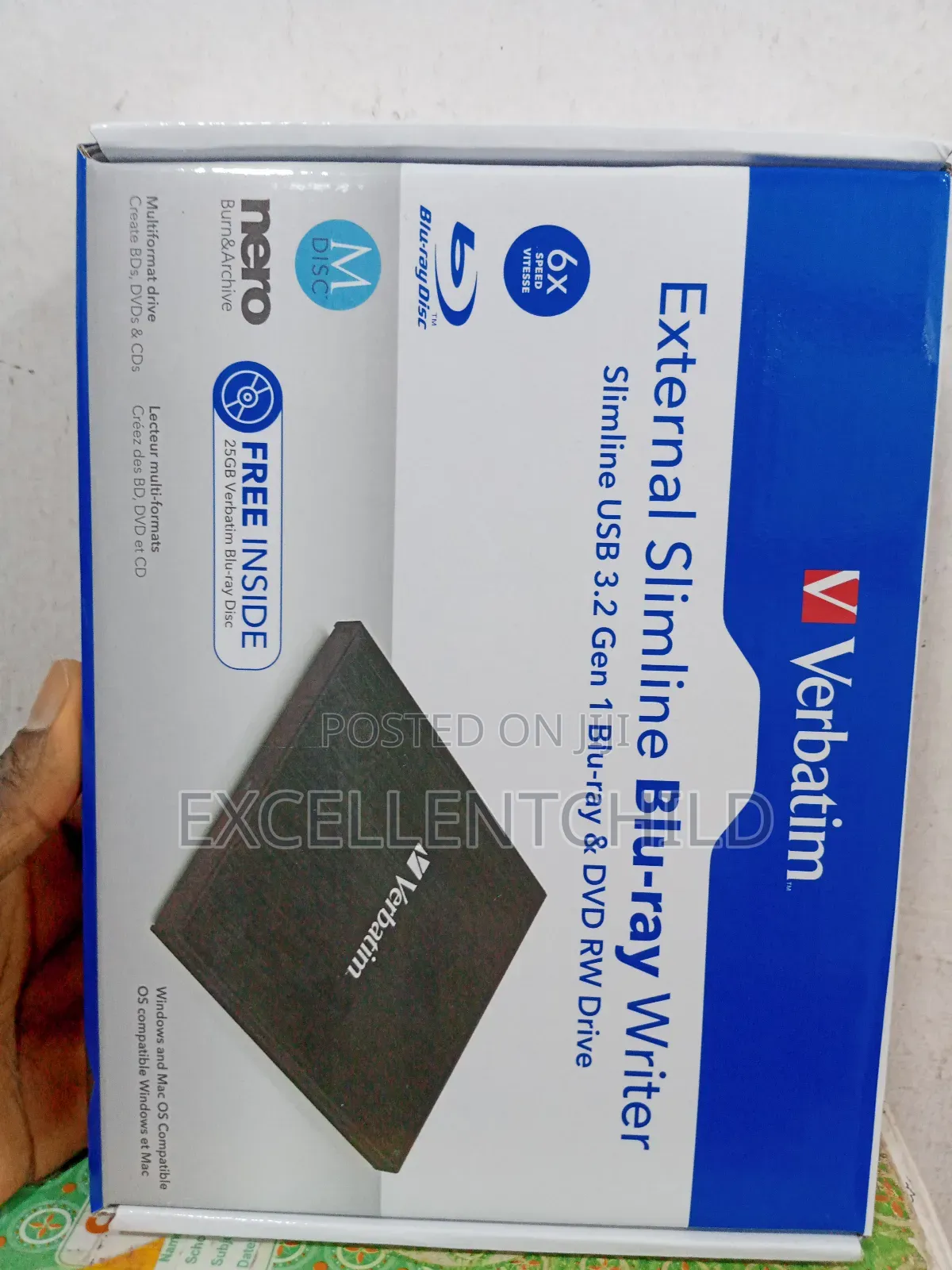 Verbatim External Slimline Blu-ray Writer Usb 3.2 Gen Dvd Rw
