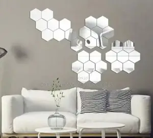 12pcs Hexagon Self Adhesive Mirror
