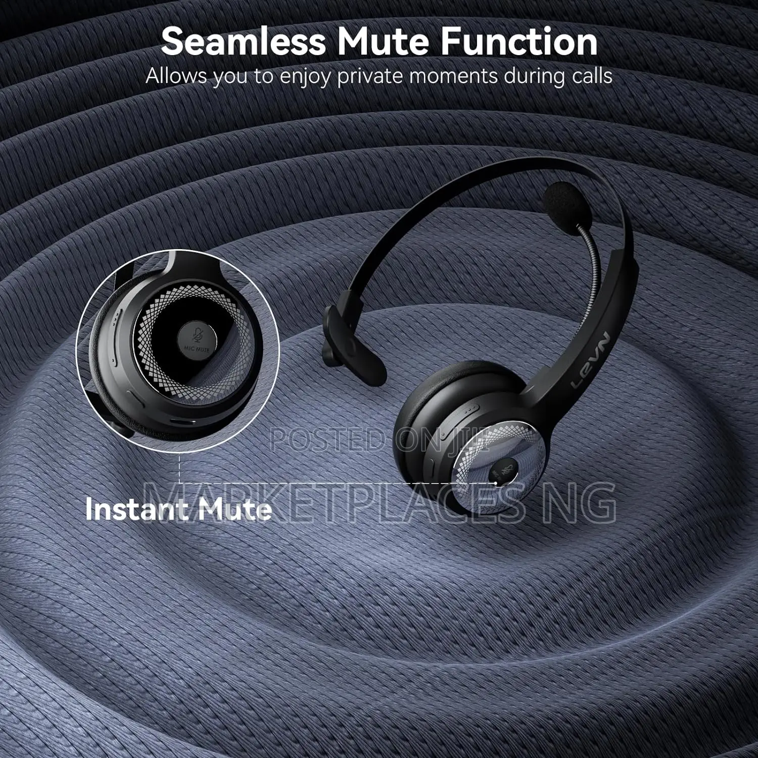 LEVN Bluetooth 5.0 Wireless Headset, AI Noise Cancelling
