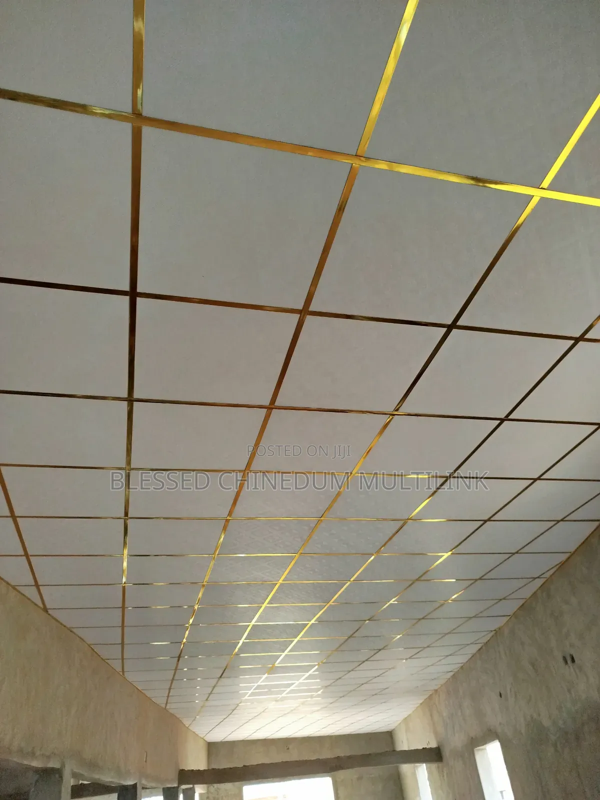 Suspended Ceiling With Gold Grids