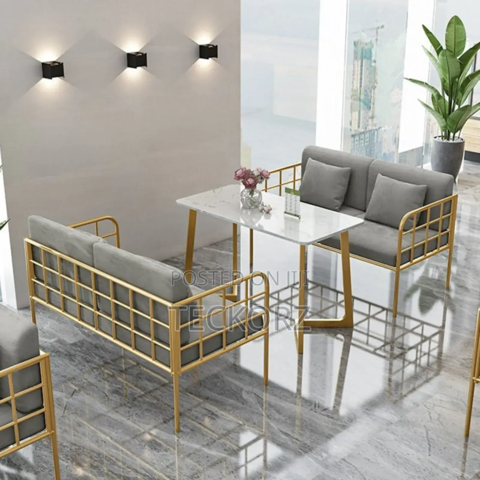 Luxury Golden Restaurant Table Chair Set