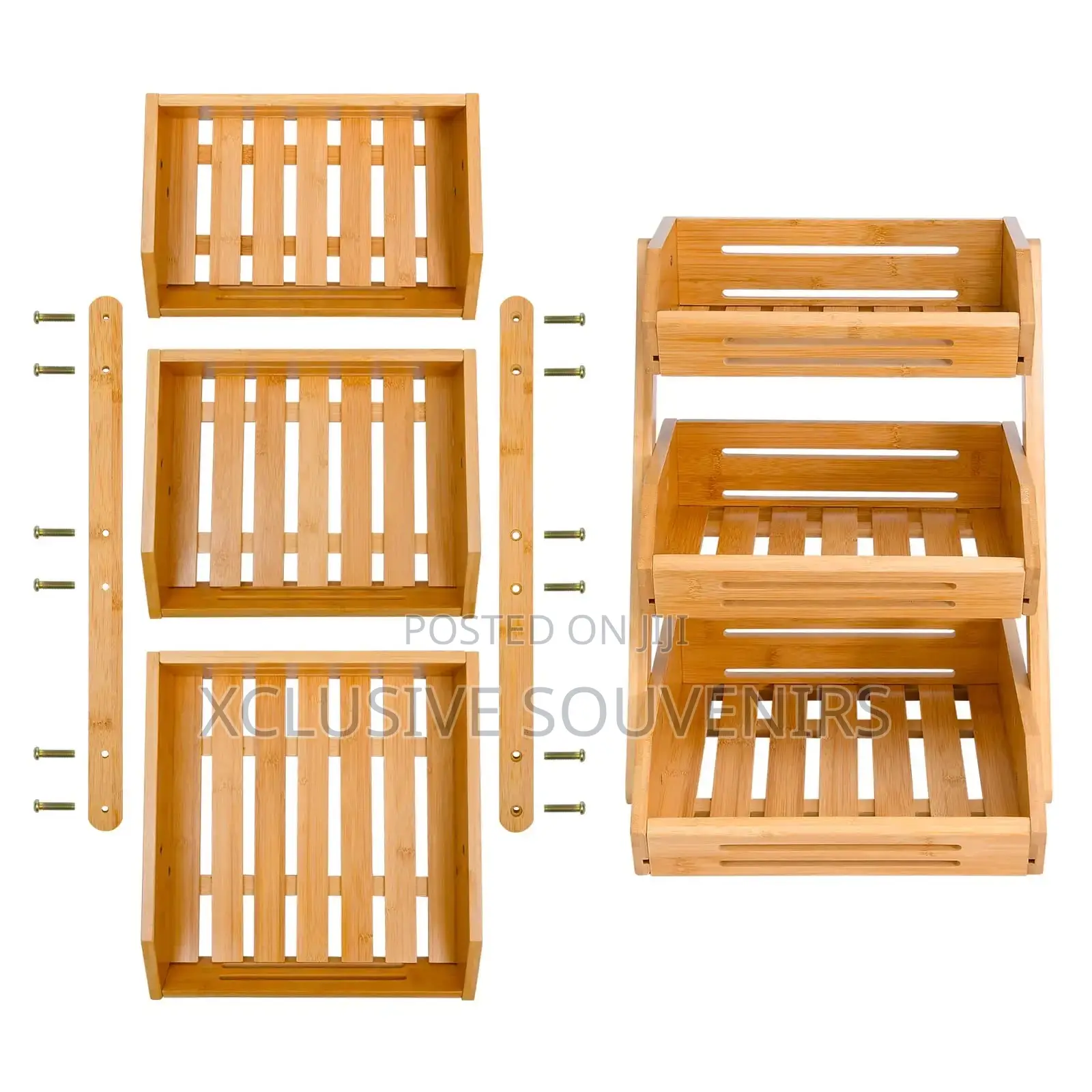 3 Tier Countertop Multipurpose Bamboo Fruit Stand