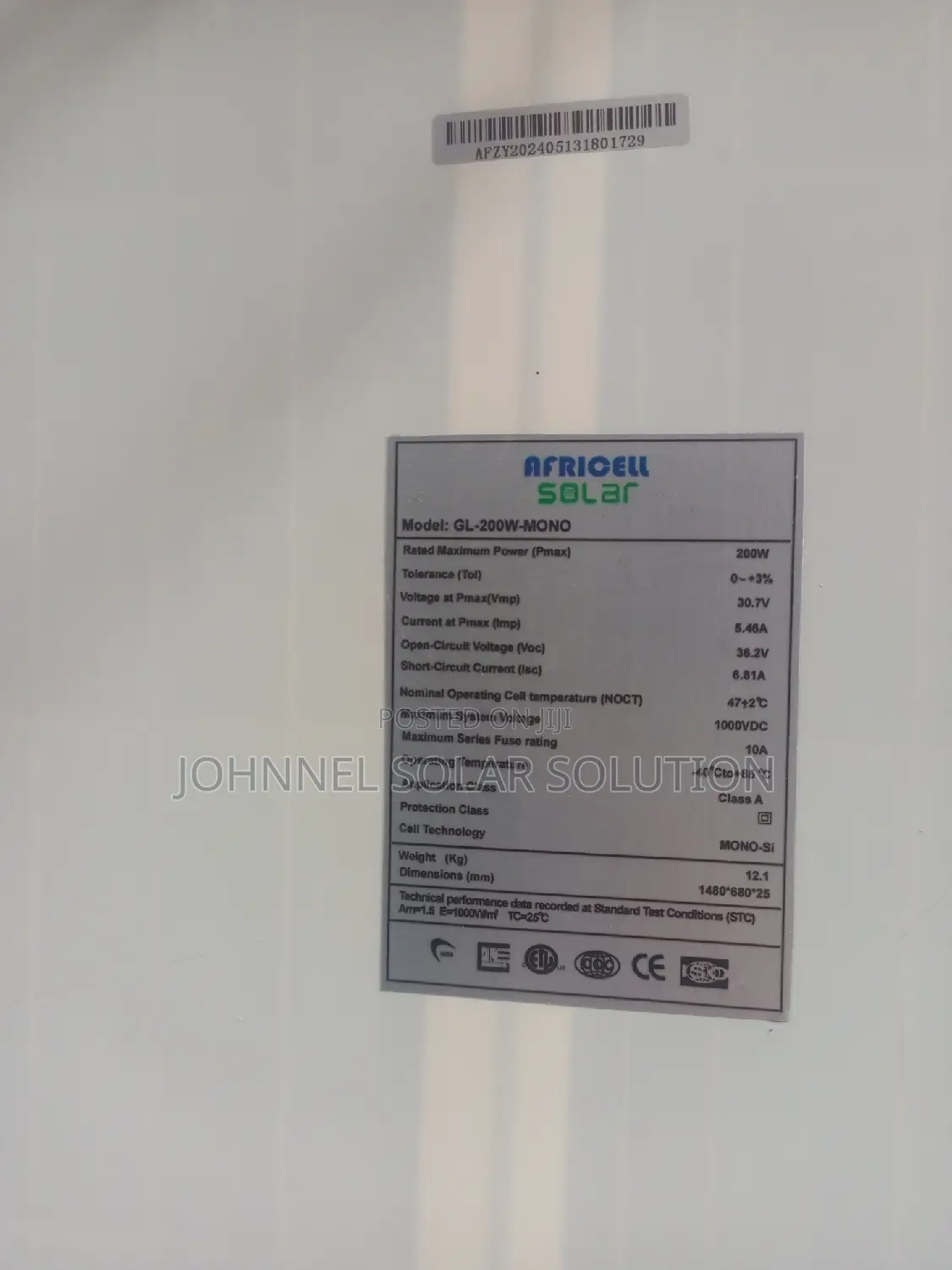 200W 39cells AFRICELL Solar Panel