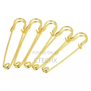 Safety Pins 2.36 Inch for Office Home Gold Tone 15pcs