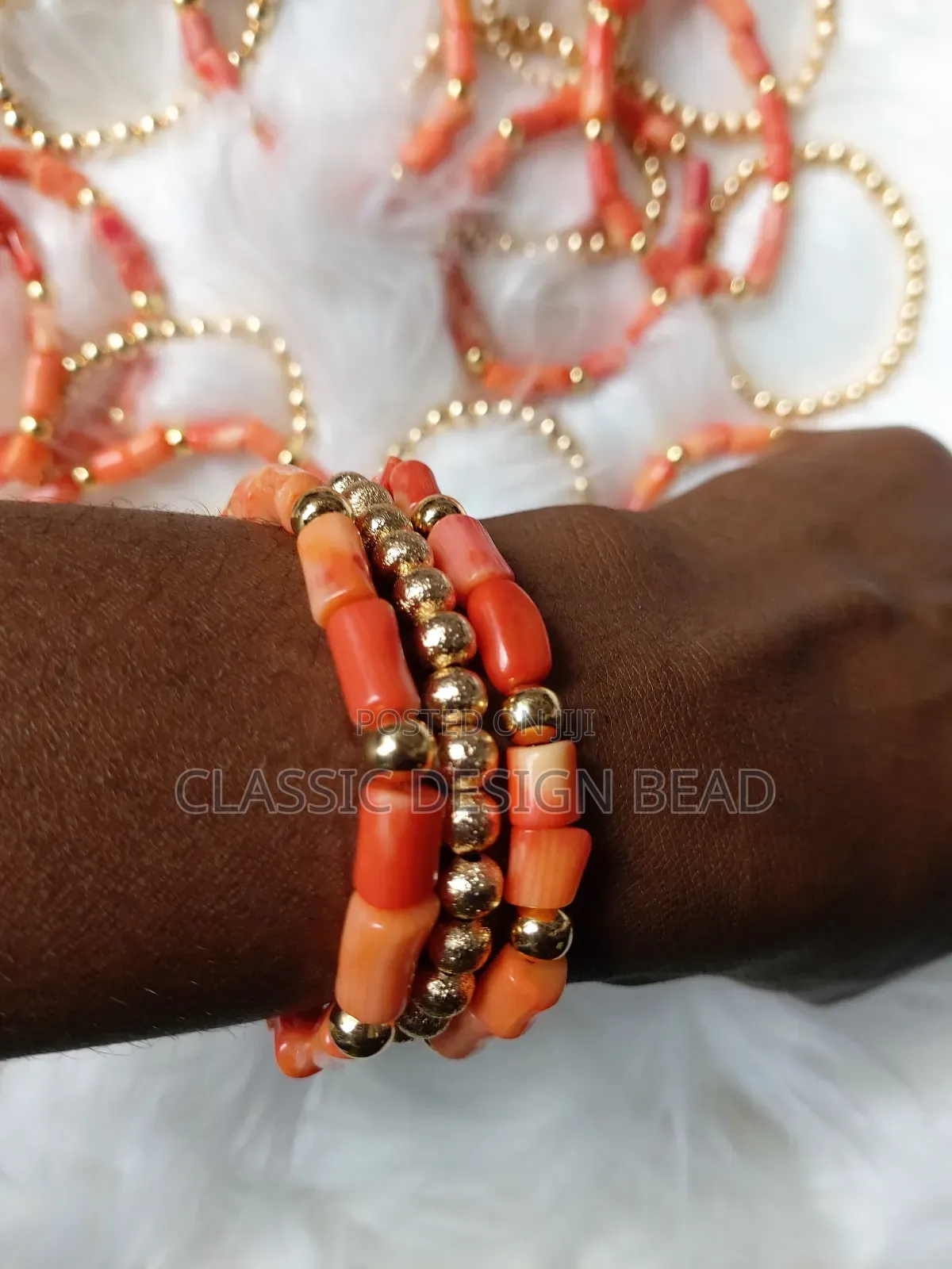 Coral Beaded Bangles