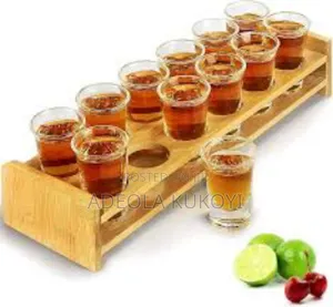 12 Holes Bamboo Tequila Shot Rack- 10pcs