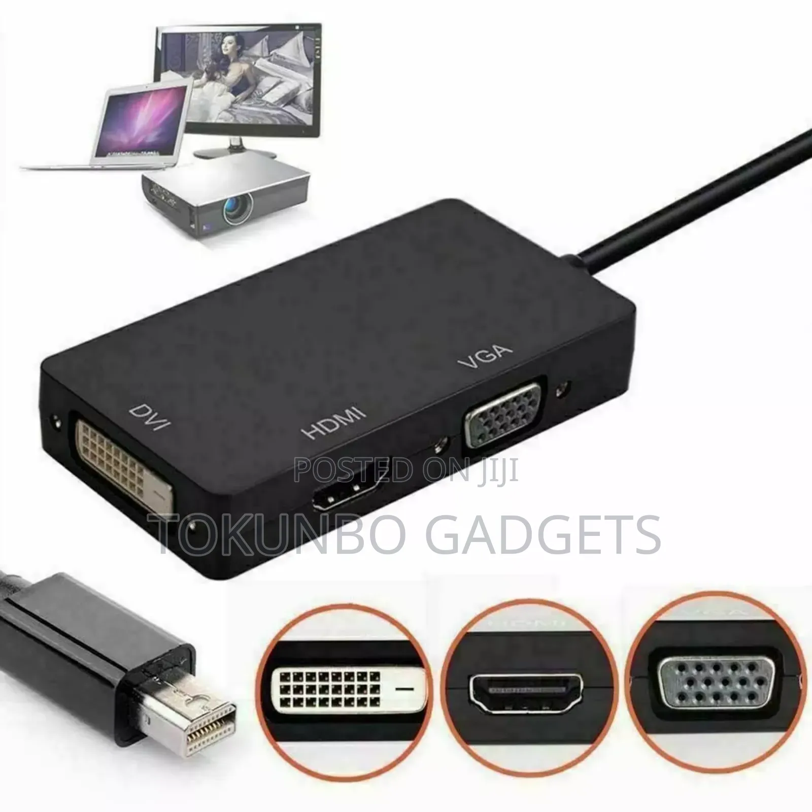 Thunderbolt Mini Display Port Dp to Hdmi Dvi Vga Adapter
