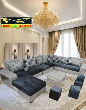 Set of 9 Seaters U-Shape Sofa Chairs With Table and Stools. Akw1