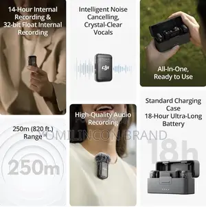 Dji Mic 2, Wireless Lavalier Microphone, Noise Cancelling