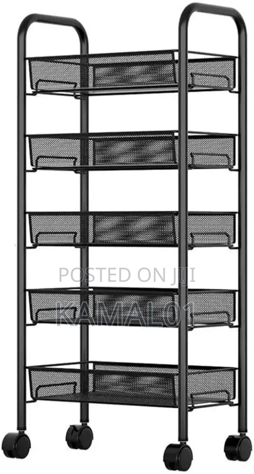 5 Layers Kitchen Storage Rolling Cart Wire Basket Shelf