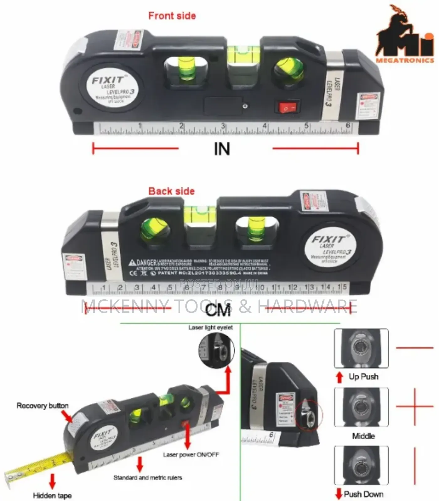 Fixit Laser Level Pro 3 4in1 Multi-Purpose Measuring Tool