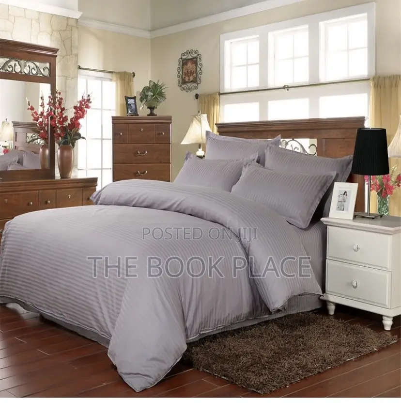 Gray Stripe Cotton Bedsheet With Pillow Case