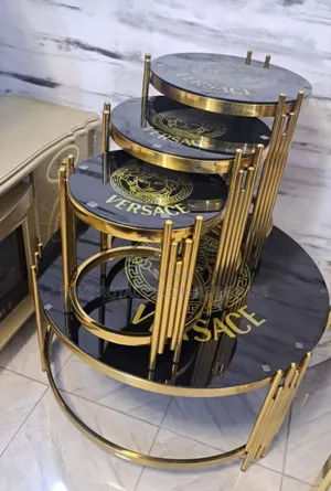 Glass Top Versace Center Table And Sides Stools.
