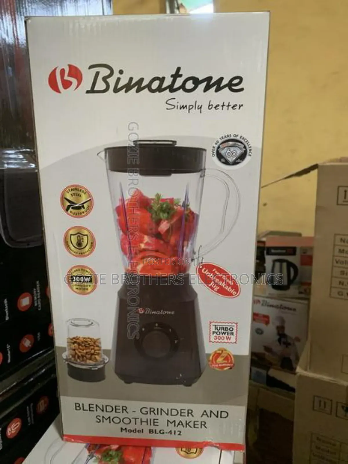 BINATONE BLENDER With Grinder 1.5 Liters (BLG 412)
